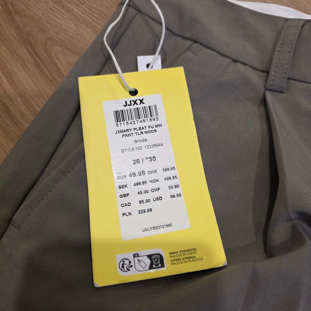 JJXX Mary Pleat Wide Leg Tailored Trousers Brindle Brown Grey 26/30 Scandi NWT - Picture 2 of 11
